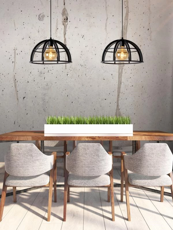 Lucide DIKRA - Hanglamp - 2xE27 - Zwart - sfeer 1